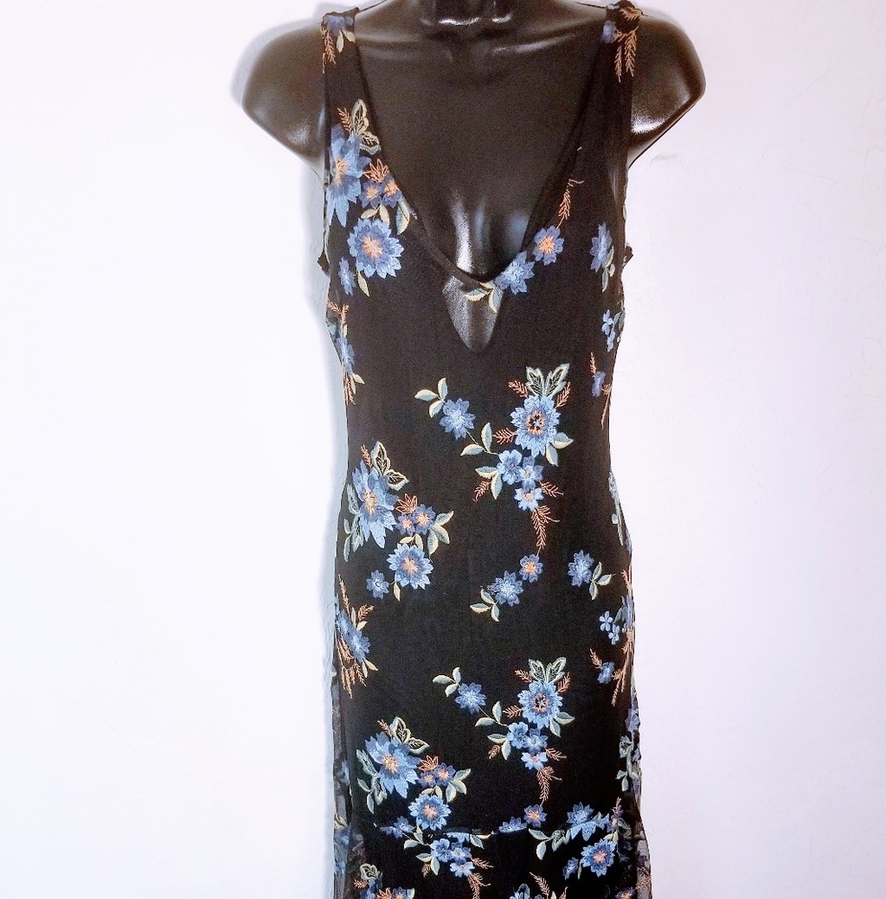 Floral Mash Embroidery Maxi Dress